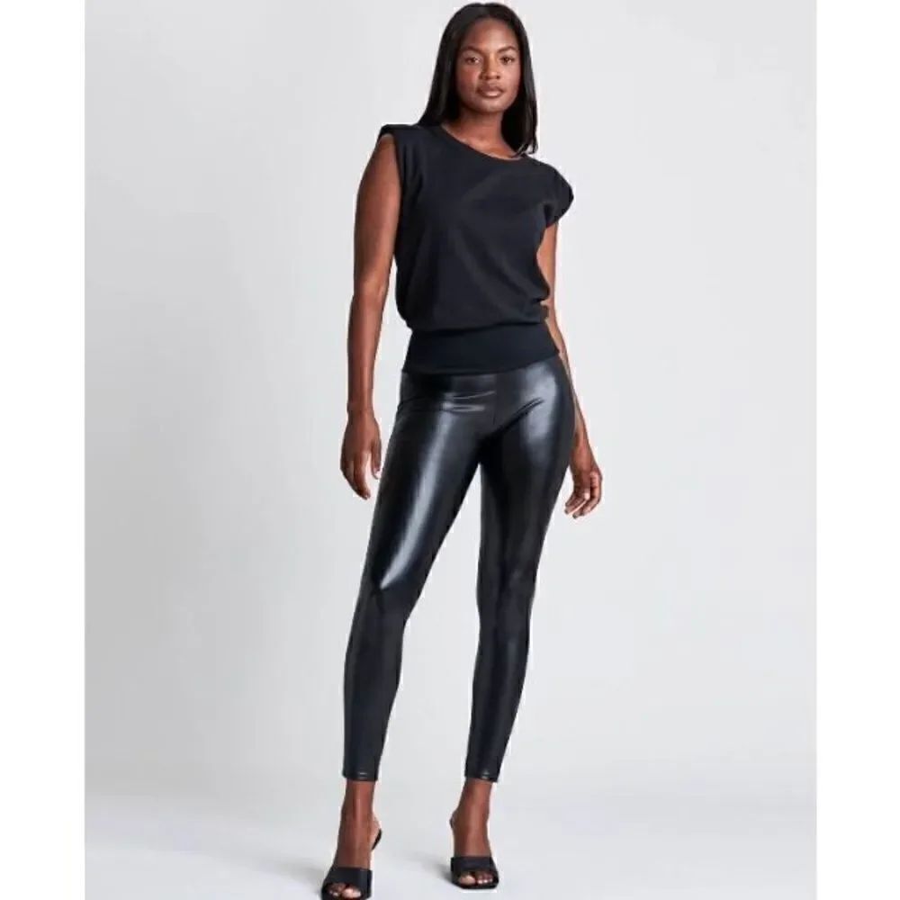 ASSETS by SPANX Women's All Over Faux Leather Leggings in Black NWOT Size Small